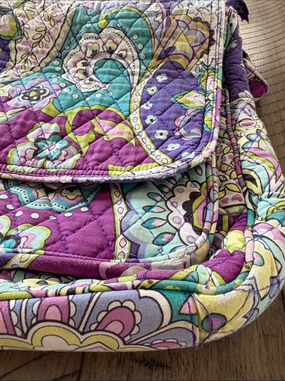 Vera Bradley Purple and Teal Quilted Paisley Crossbody - Picture 7 of 11